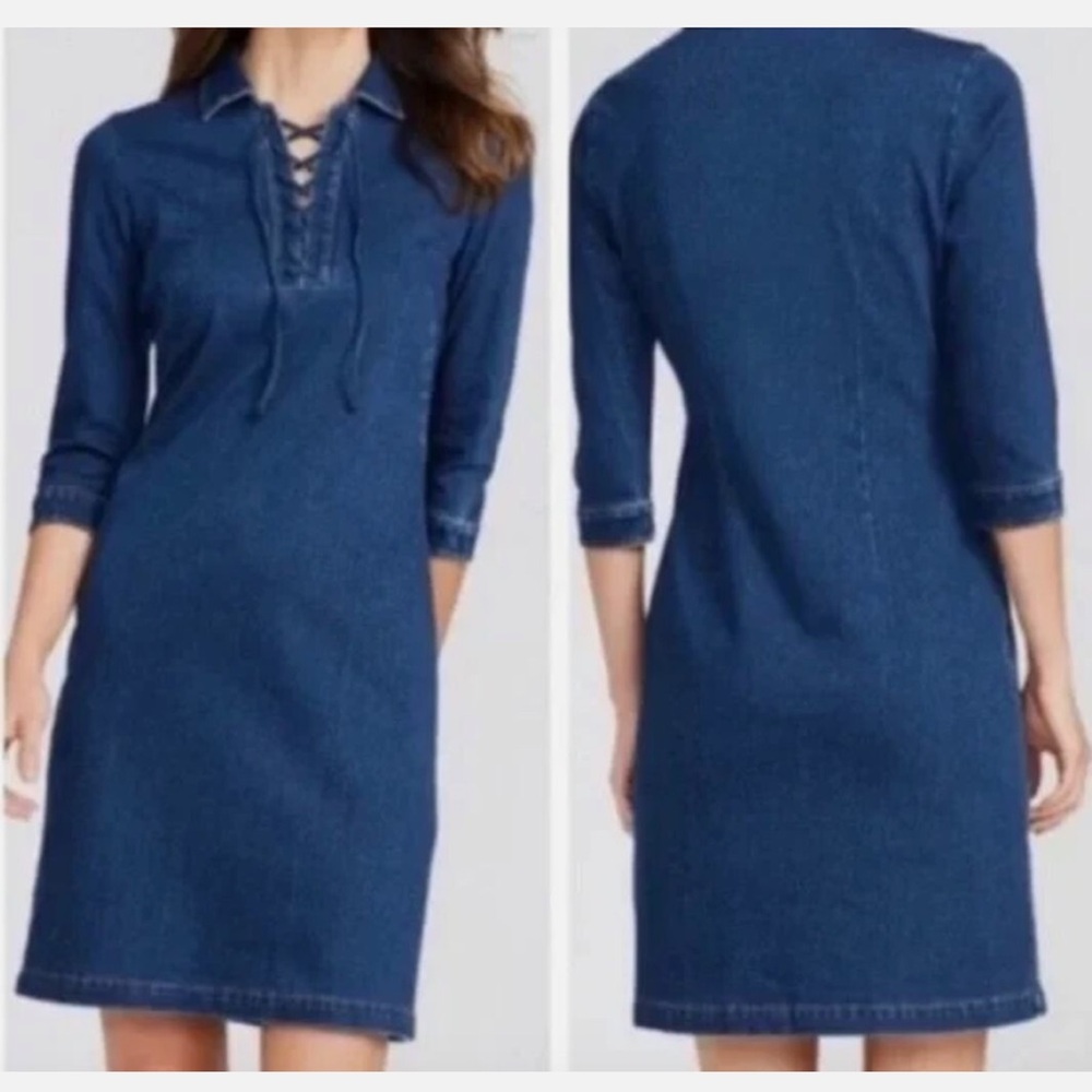 J McLaughlin Medora Stretch Lace-up Denim Dress XS NWT